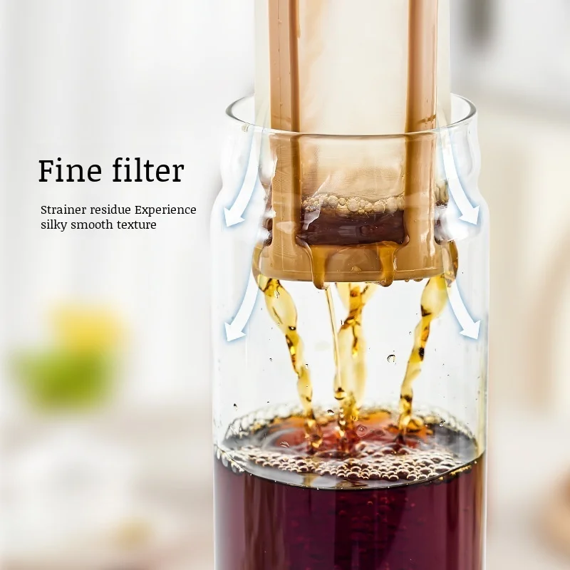 Large Glass Cold Brew Carafe Coffee Maker Cold Brew Fruit Tea High Density Filter Easy to Clean Detachable Design Cold Drink Mug