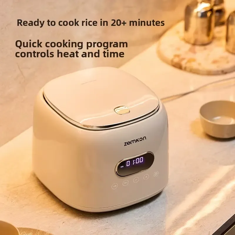 【CHIMU HOME】400W Mini Zero Coating Electric Rice Cooker Stainless Steel Liner With Rice Soup Separator For Small Living Space