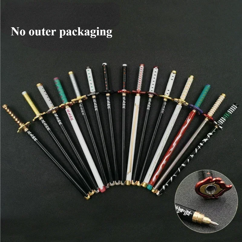 New Styles Japan Anime Demon Model Gel Pen 0.5mm Black Refill with Pen Rack Cosplay Prop Kid No Package Gift Slayer Weapon Sword