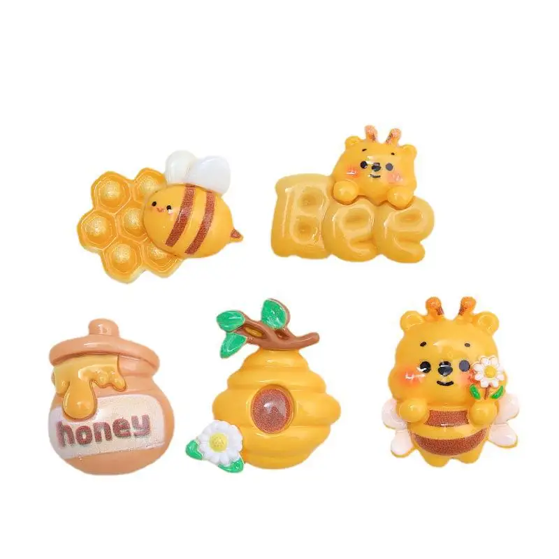 10pcs Resin Patch Cute Bee Cartoon Cream Adhesive Accessories Creative Materials DIY Accessories Hair Clips Resin Accessories