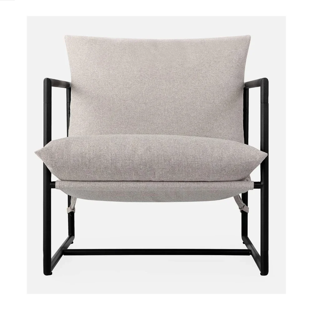 Sling Accent Chair / Metal Framed Armchair with Shredded Foam Cushioning, Living Room Sofa Chairs, Suitable for Living Room