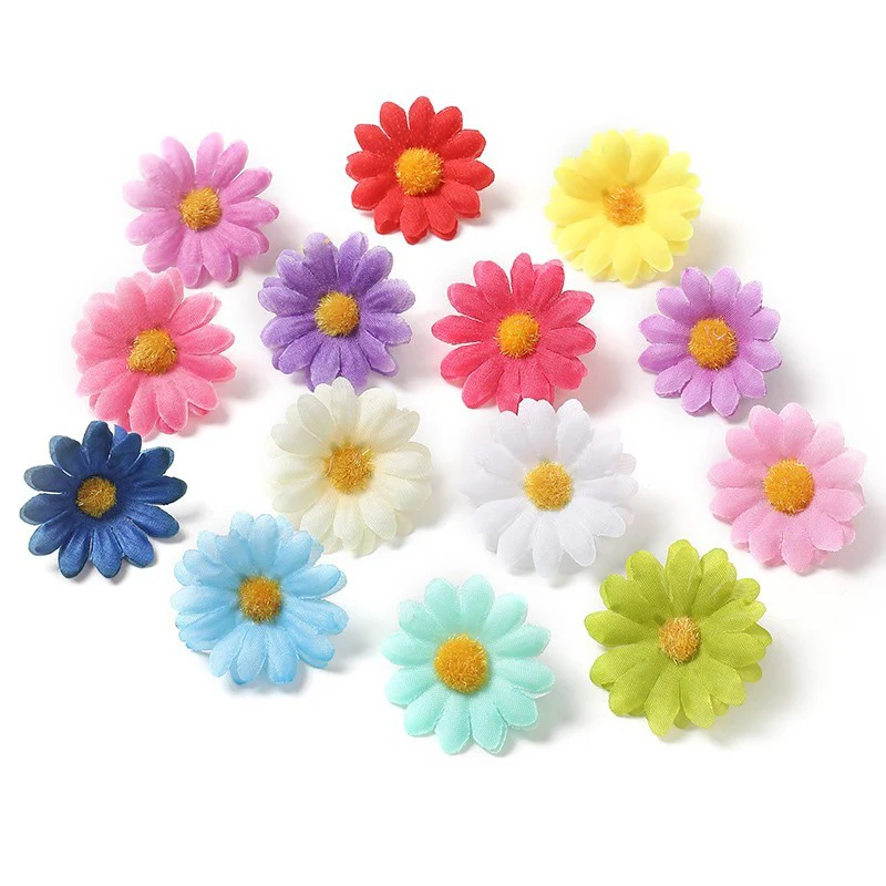 30/50PCs Daisy Artificial Flowers Head 4cm Silk Fake Flower For Home Decor Garden Wedding Decoration DIY Wreath Gift Accessories