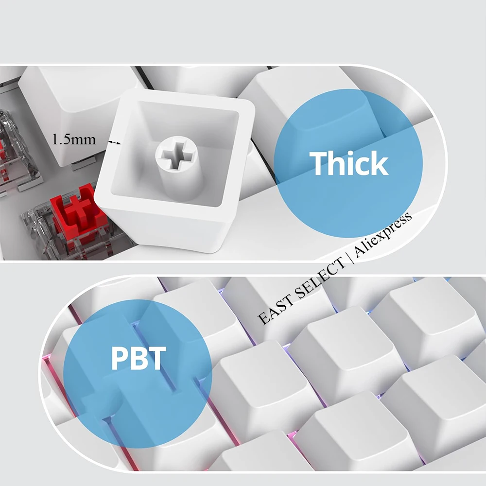 Keycap PBT Resistente a Óleo com Extrator, 82 Keycaps Em Branco, Perfil Cereja, Tampas de Teclado Mecânicas, Apenas Keycaps, 1.5mm