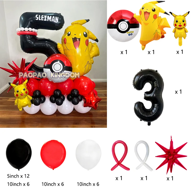 Pikachu-Themen Geburtstagsballon-Set Party-Deko Folienballons Latexballons Party-Paket – Detail 3