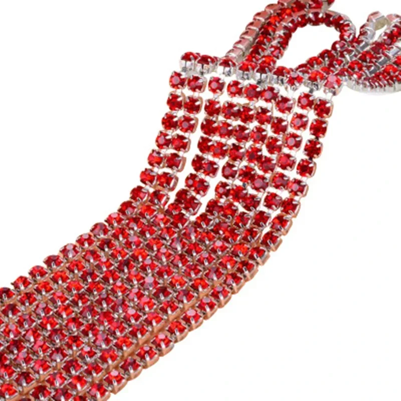 1M 30Colors SS6-SS16 Glass Crystal Rhinestone Chain Silver Bottom Sew on Cup Chains for DIY Garment Bags Decorations Accessories