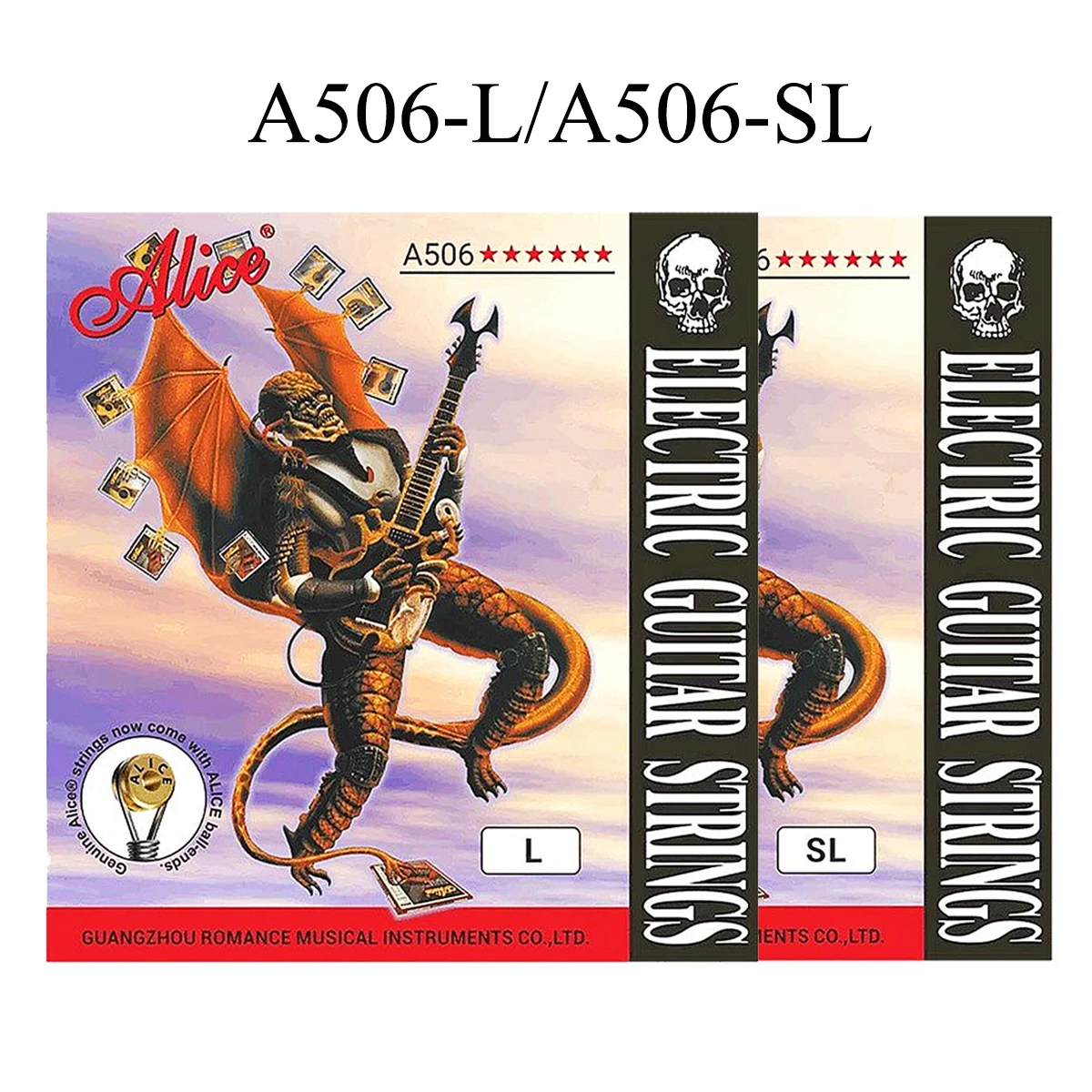 Alice 1 Set A506-SL/A506-L Electric Guitar Strings – Super Light 009-042 or Light 010-046, Nickel Wound, with Alice Ball End