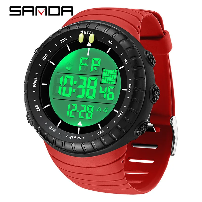 SANDA electronic watch large dial outdoor waterproof sports watch luminous alarm clock multi-function watch spot direct supply