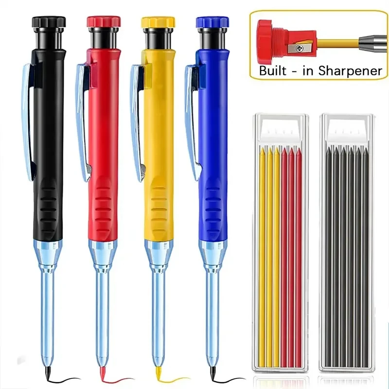 Carpenter Pencil Metal Long Head Deep Hole Professional Engineering Quick Drying Marker Graphite Woodworking Black Red Lineation