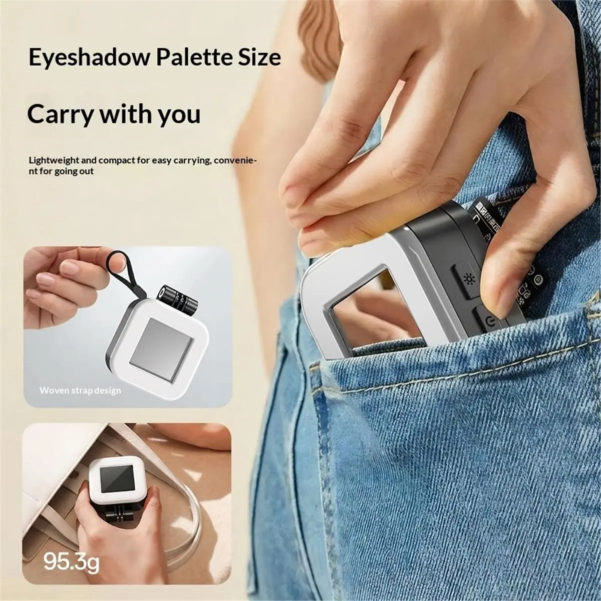 （2026 SUMMER）Magnetic Selfie Ring Light with Foldable LED Mobile Phone Photo Beauty Ring Light with Mirror White