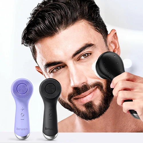 Imagen 2 del producto Cepillo de limpieza facial de silicona con modos de rotación y vibración duales, masaje por vibración facial, cepillo facial con carga USB