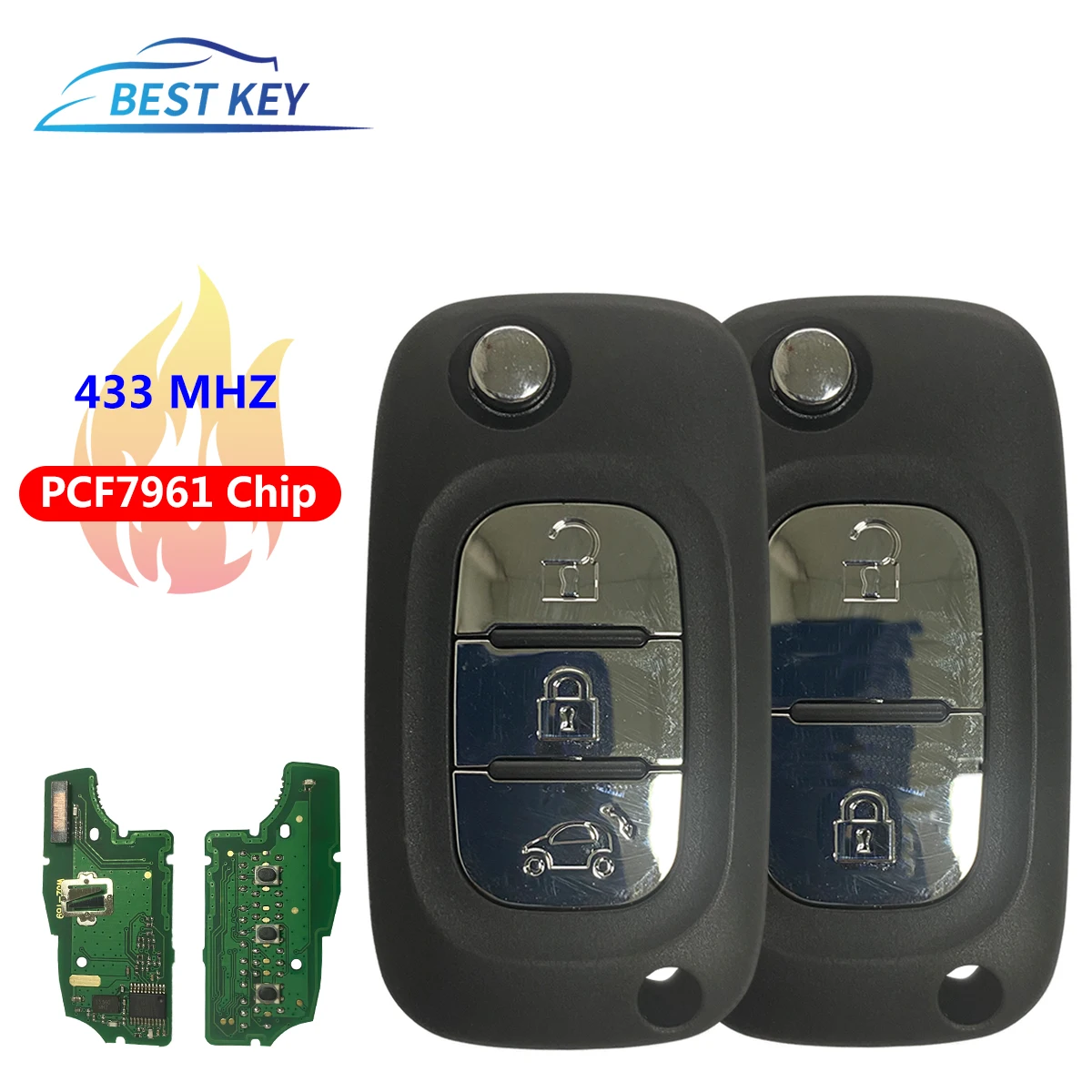 BEST KEYRemote Car Key For Renault Clio III Clio 3 Kangoo Master Modus Twingo 2006-2016 7701210033  2/3 BTN 433MHz PCF7961 Chip