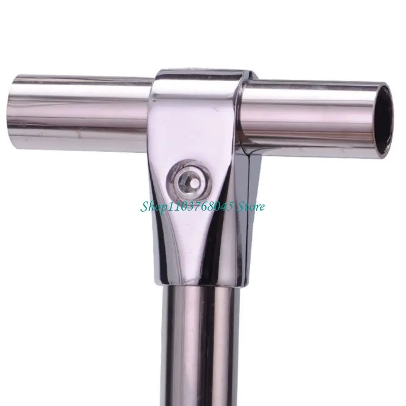 R53F Metal Round Tube Joint Fitting for Display Rack Work, T-Shaped Pipe Part with Locking Screw for Furniture Frames