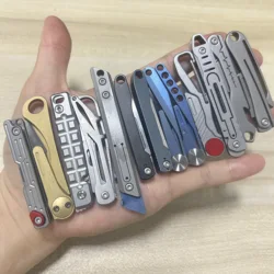 Replace NO11 Blade Titanium Brass Aluminium Folding Knife With Back Clip  Portable Keychain EDC Self Defense Survive Gadge Tool