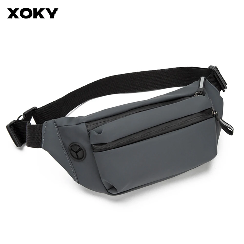 XOKY Men Waterproof Belt Fashion Bag Chest Pack Male Waterproof Waist Bag Outdoor Sports Fanny Pack Men's Travel Shoulder Bags