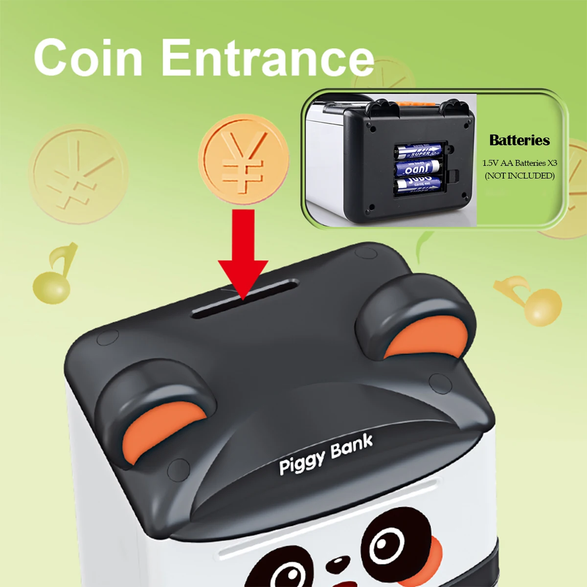 Panda Piggy Bank, Fingerprint Password Unlocking Automatic Induction Roll Simulation Creativity ATM Toys for 3+ Boys and Girls