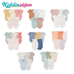 Fashion Cute Baby Boy Girl Bodysuits Sleeveless Newborn Onesies 5 Pieces Baby Short Sleeves Clothes