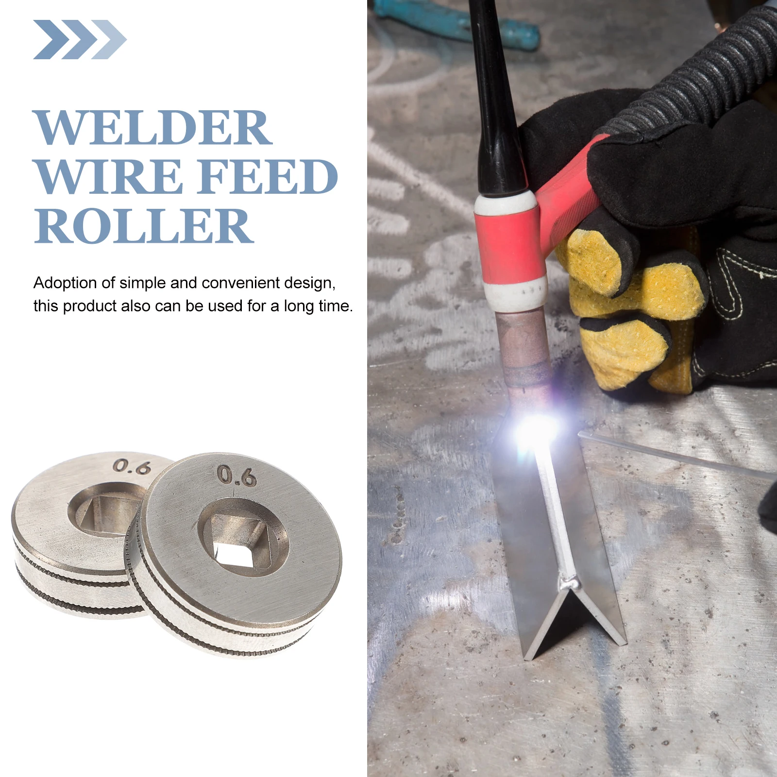 

2Pcs Roller 0.6 0.8 Steel Knurled Groove Welding Tools Accessories High Welder Wire Feed Drive Precision