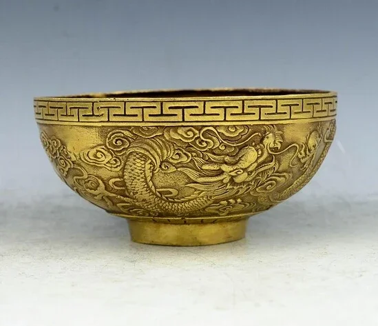 SCY  426+++A copper bowl  copper dragon  leap feng shui ornaments Zhaocai enrichment 