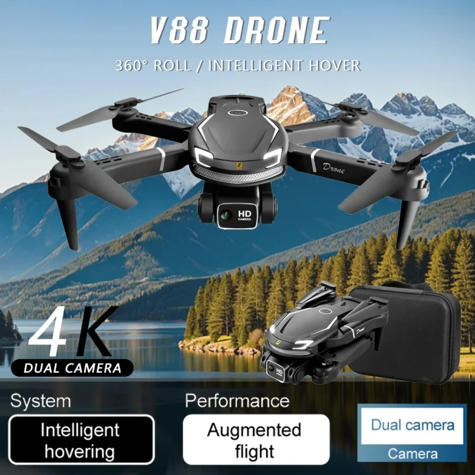 Dron plegable profesional con cámara 8K HD, cuadricóptero aéreo, WIFI, GPS, RC, UAV, evitación de obstáculos, V88, novedad de 2024