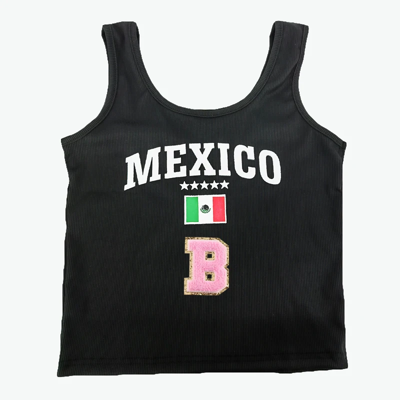A Variety Of Fluffy Letters Decorated Camisole Girls Cute Casual Sleeveless Tops Summer Comfortable Sports Vest Women Ropa Y2k
