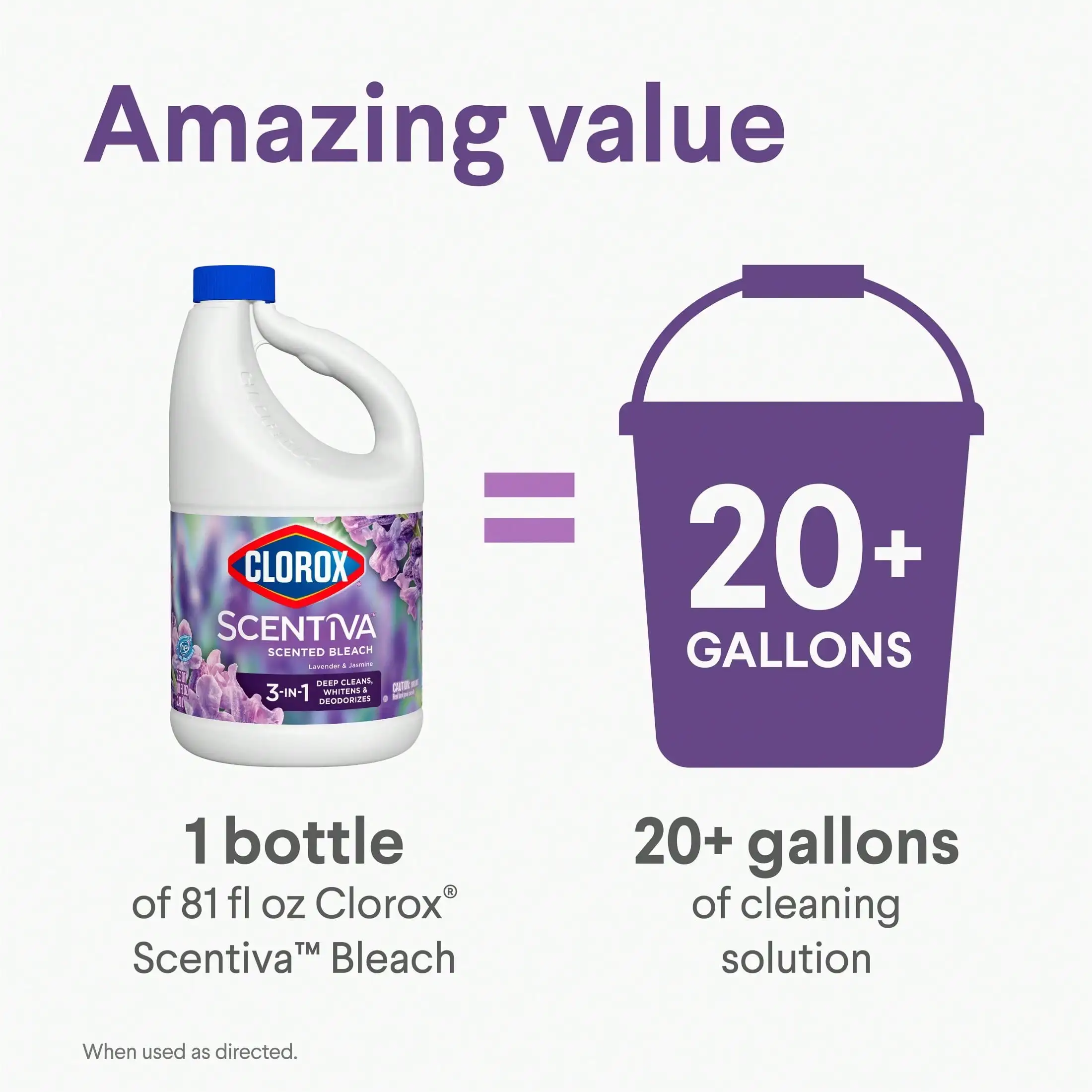 (عبوة من 3) منظف مطهر معطر للتبييض واللافندر والياسمين، 81 أونصة سائلة