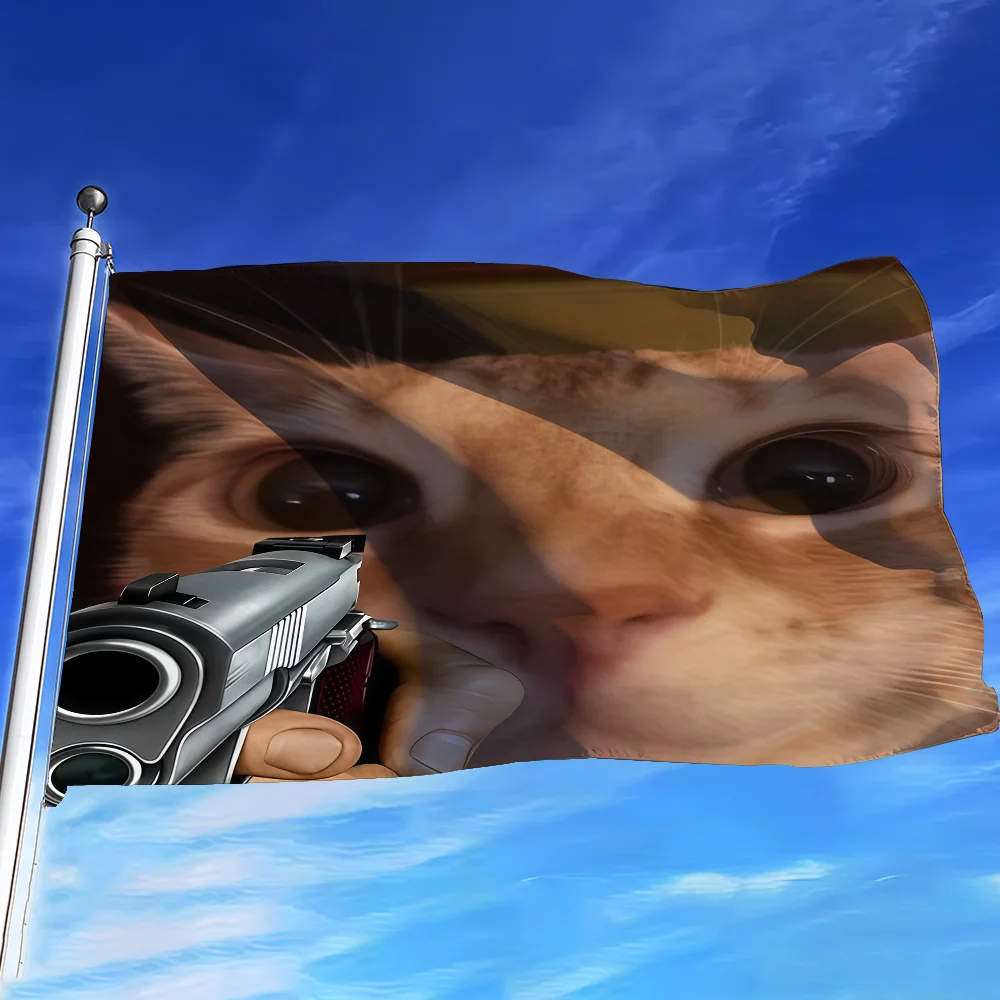 Meme Cat flag For Bedroom Living Bar Garden Outdoor Active  Decoration Background And Concert