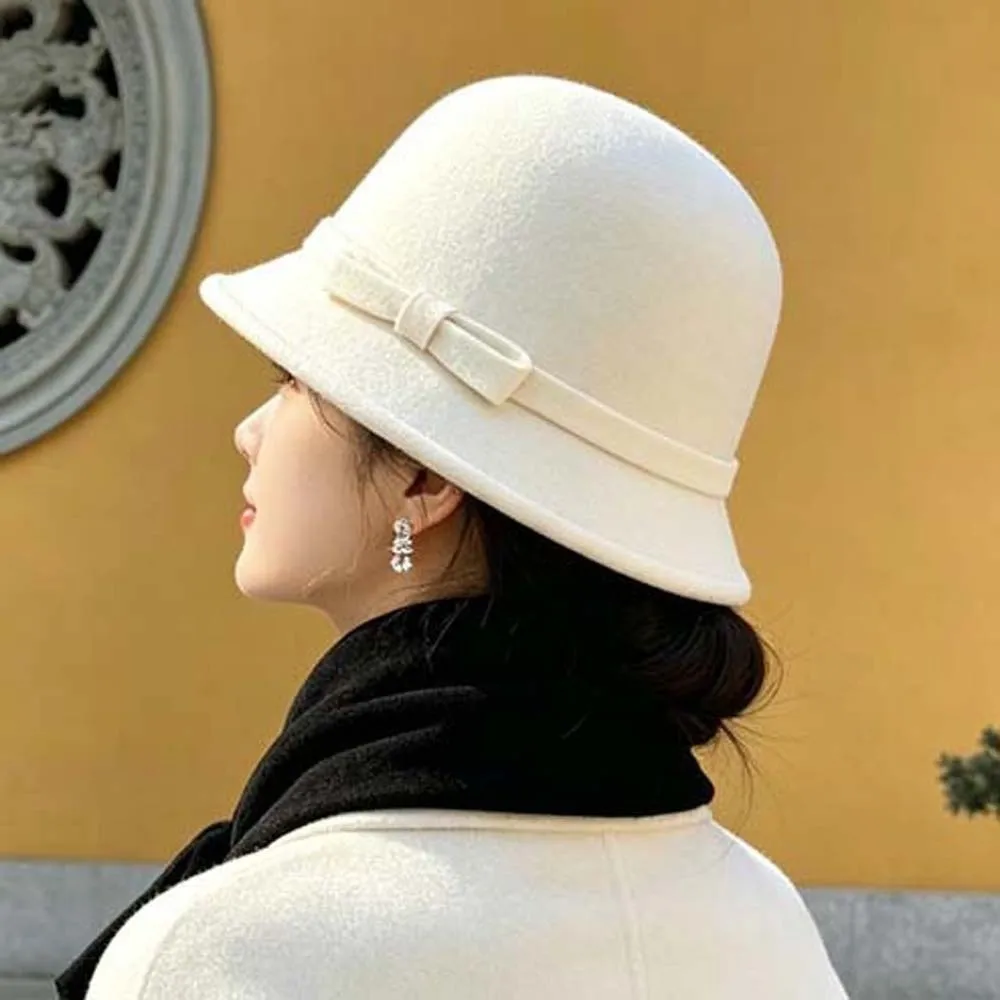Koreanischer Wintermütze-Stil, warme Wollmütze, weicher Filzmütze, Retro-Klappmütze, einfarbig, schickes Design, Vintage-Fedora-Mütze, modische Damenmütze. – Detail 5