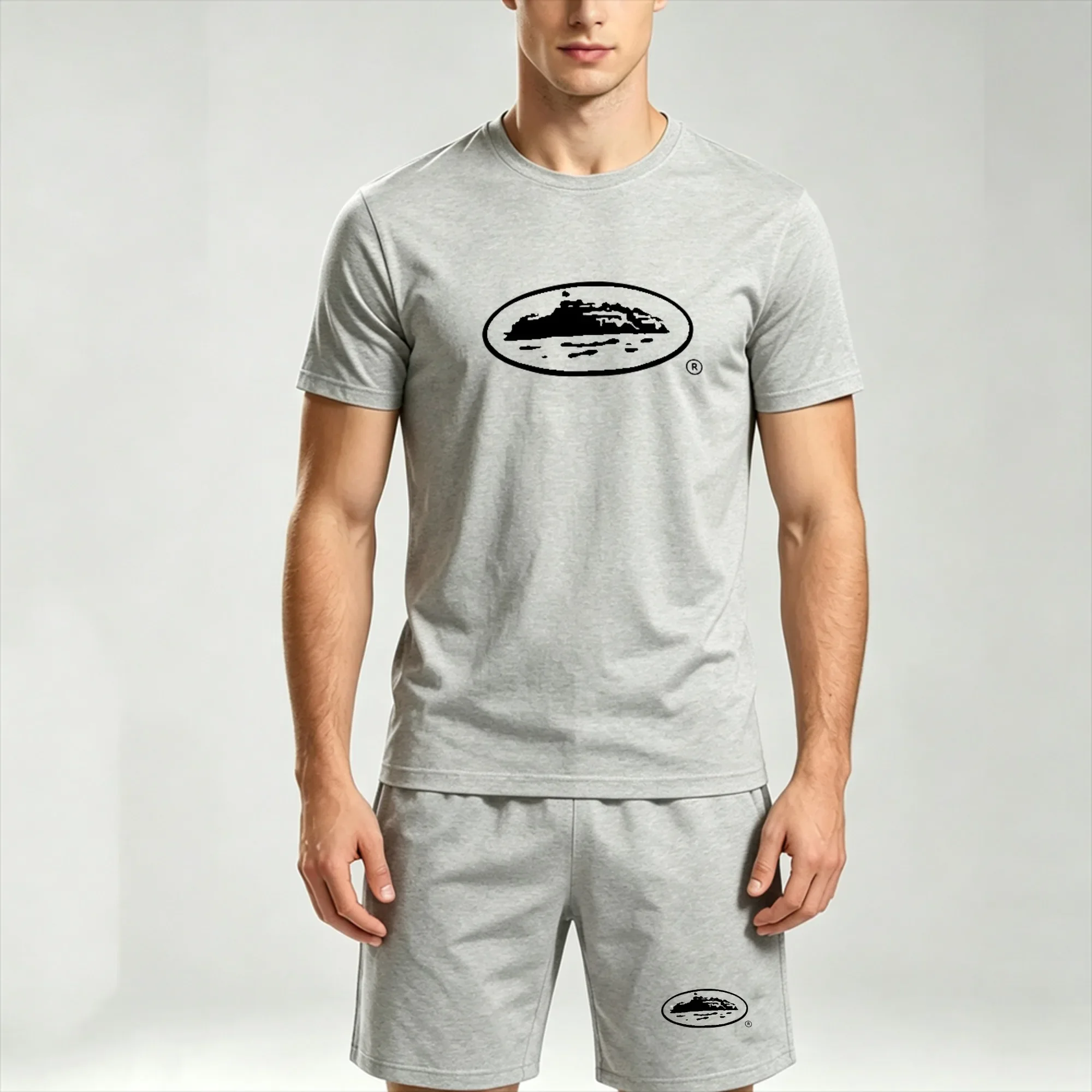Men Mesh Quick Dry Sports Suit 2 Piece Set Short Sleeve T Shirt Drawstring Shorts Breathable Summer Tracksuit Casual Two Outfits view 4