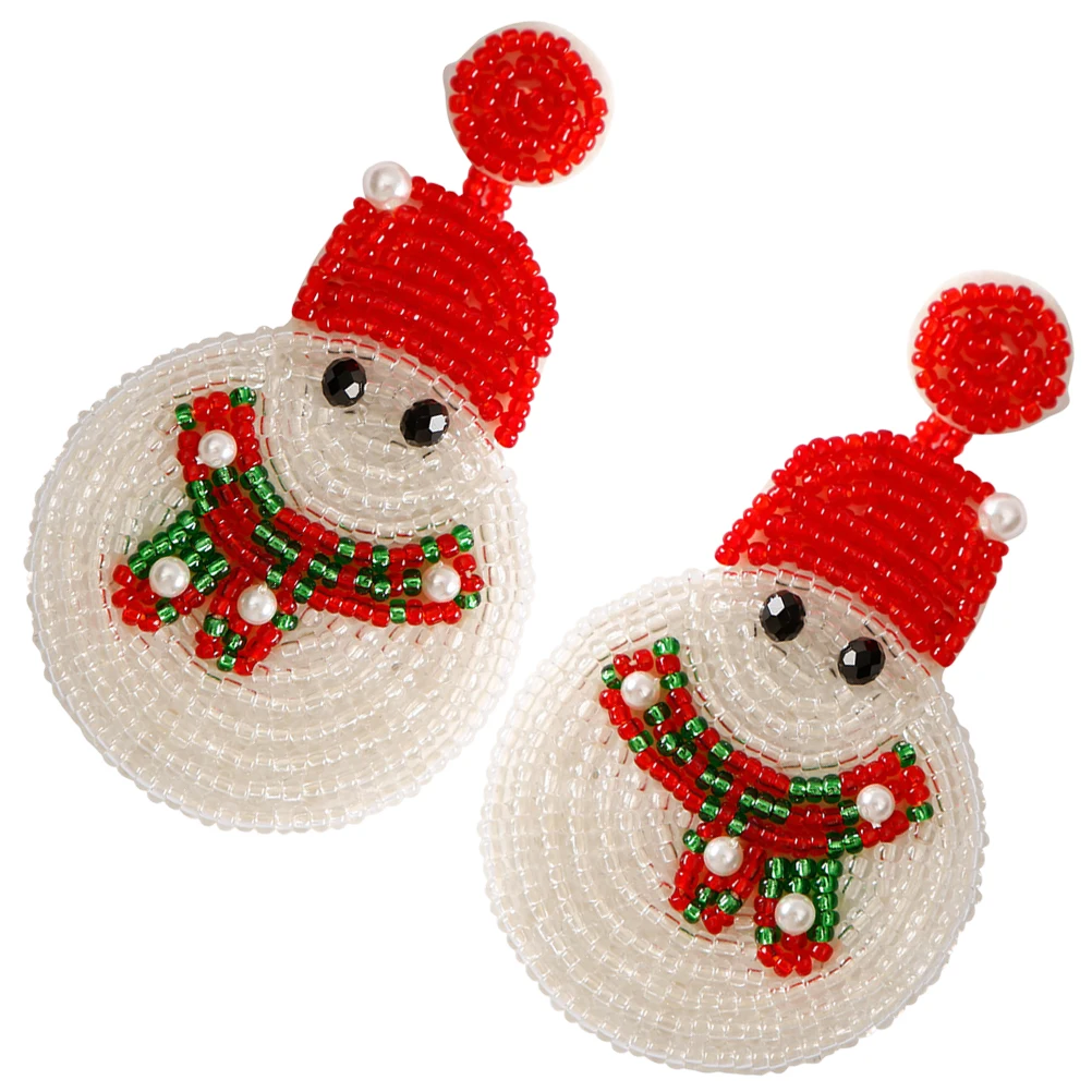 

Earrings Little Snowman Braided Rice Beads Studs for Women Jewelry Ladies Small Ear Studs Cute Stylish