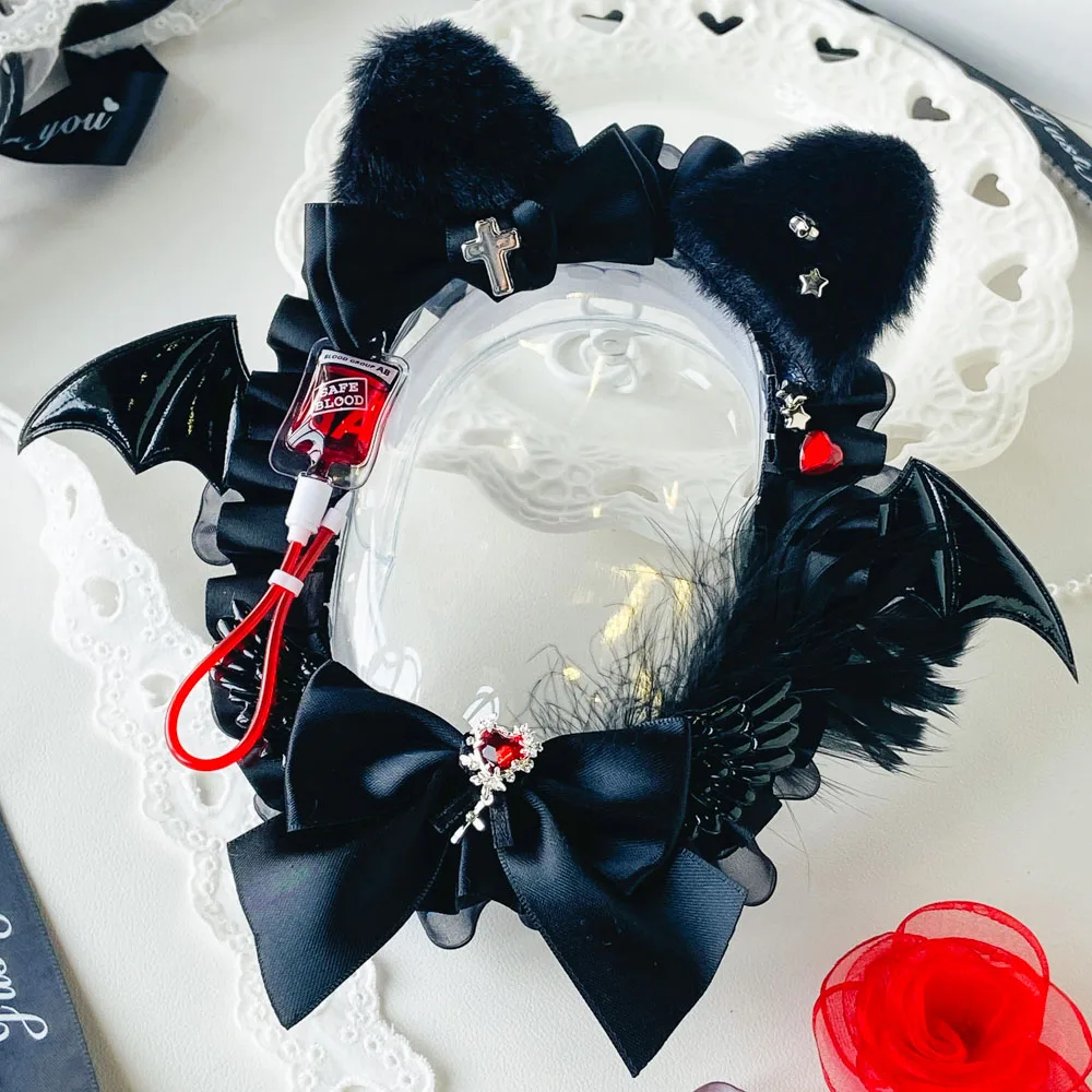 Anime Cartoon Dolls Display Bag for 10 cm Doll Out Bag Blacek Blood Red Lace Collectors Blind Box Case Storage Case Transparent