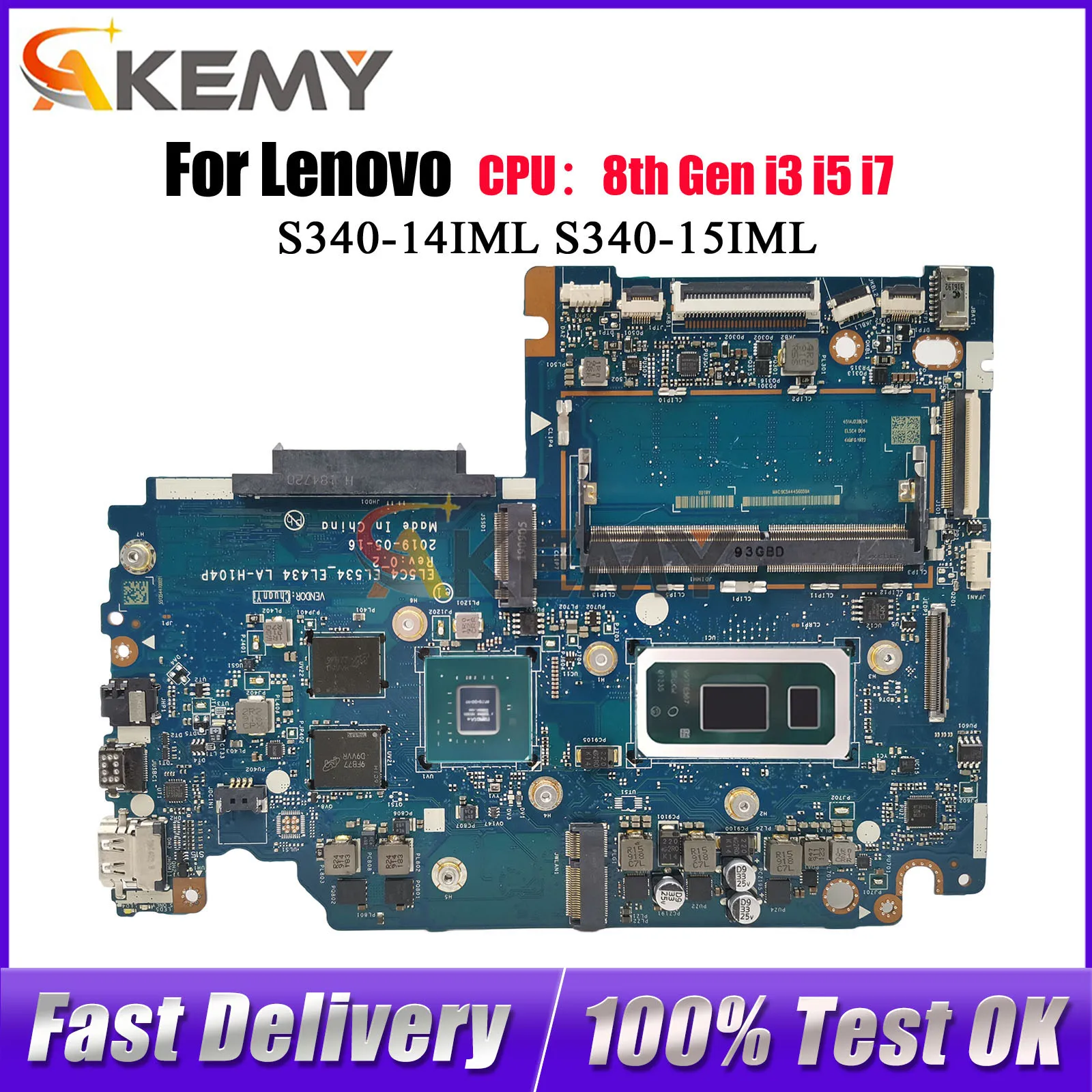 

For Lenovo Ideapad S340-15IML LA-H104P Laptop Motherboard with i5 i7 CPU MX230 2GB 4GB RAM 100% Tested OK