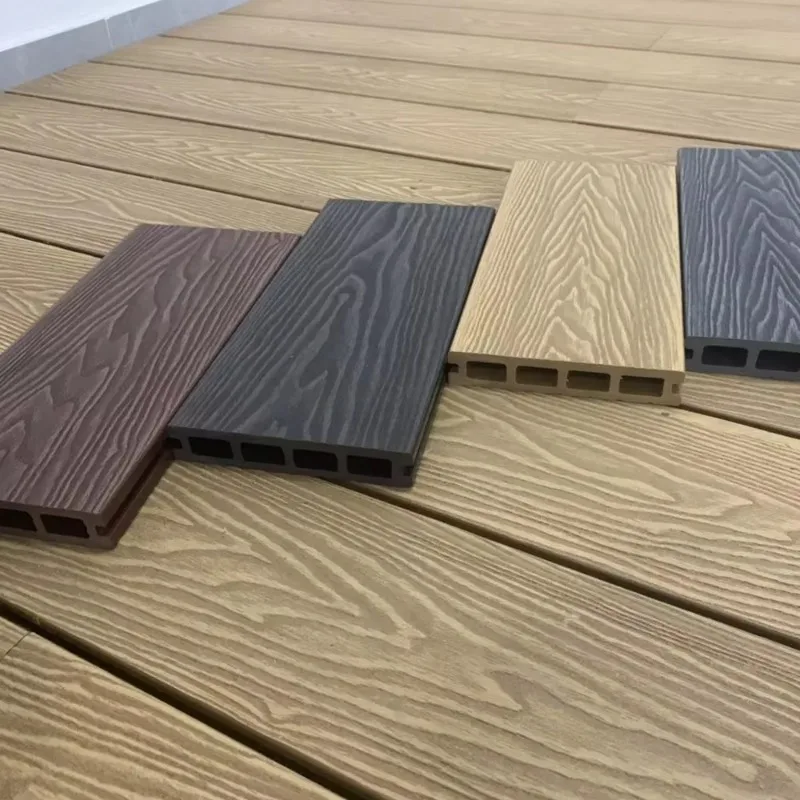 

Customized size WPC Exterior Lumber Deck European Popular Composite Floor 3D Wood Grain Graphic Design Surface Manor Garden Engi
