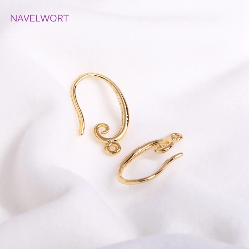 14K Gold Plated Curling Style Earrings Hooks Brass Metal French Earring Hook Ear Wire DIY Jewellery Making Accessories