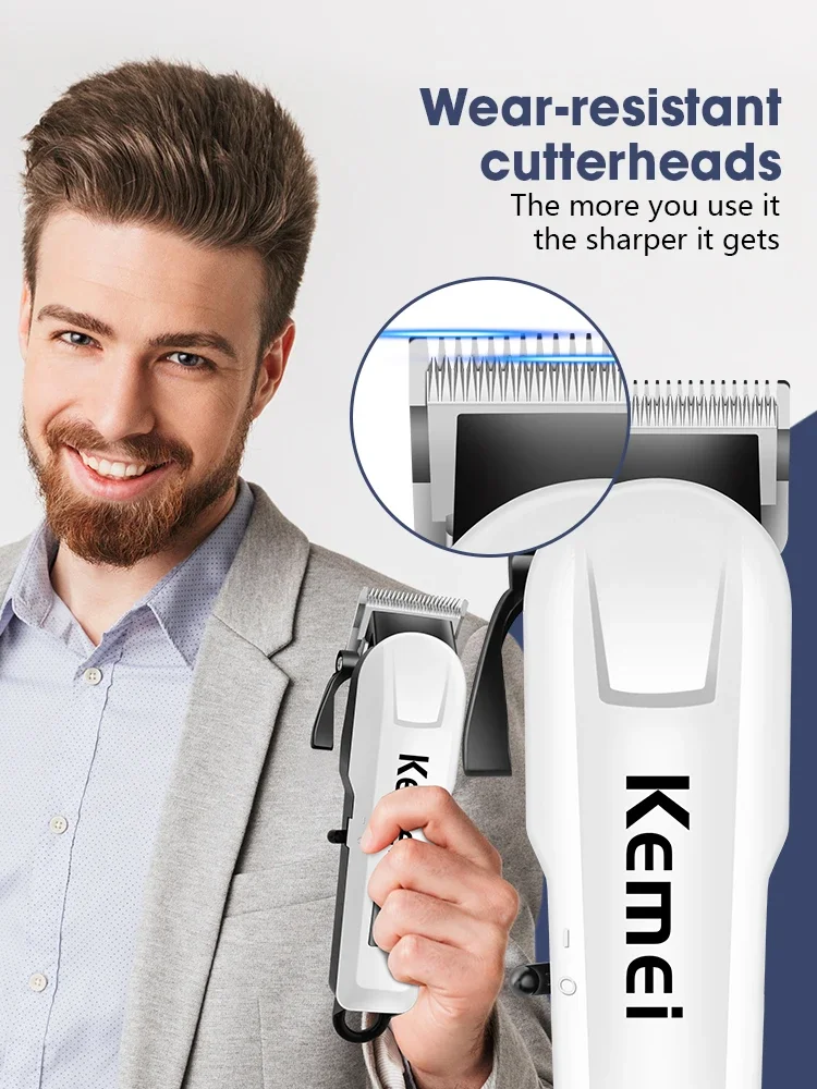 Kemei KM-809A Professioneller Haarschneider, verstellbarer Haarschneider für Männer, elektrisch, leistungsstarker Bart, wiederaufladbarer Haarschneider – Detail 6