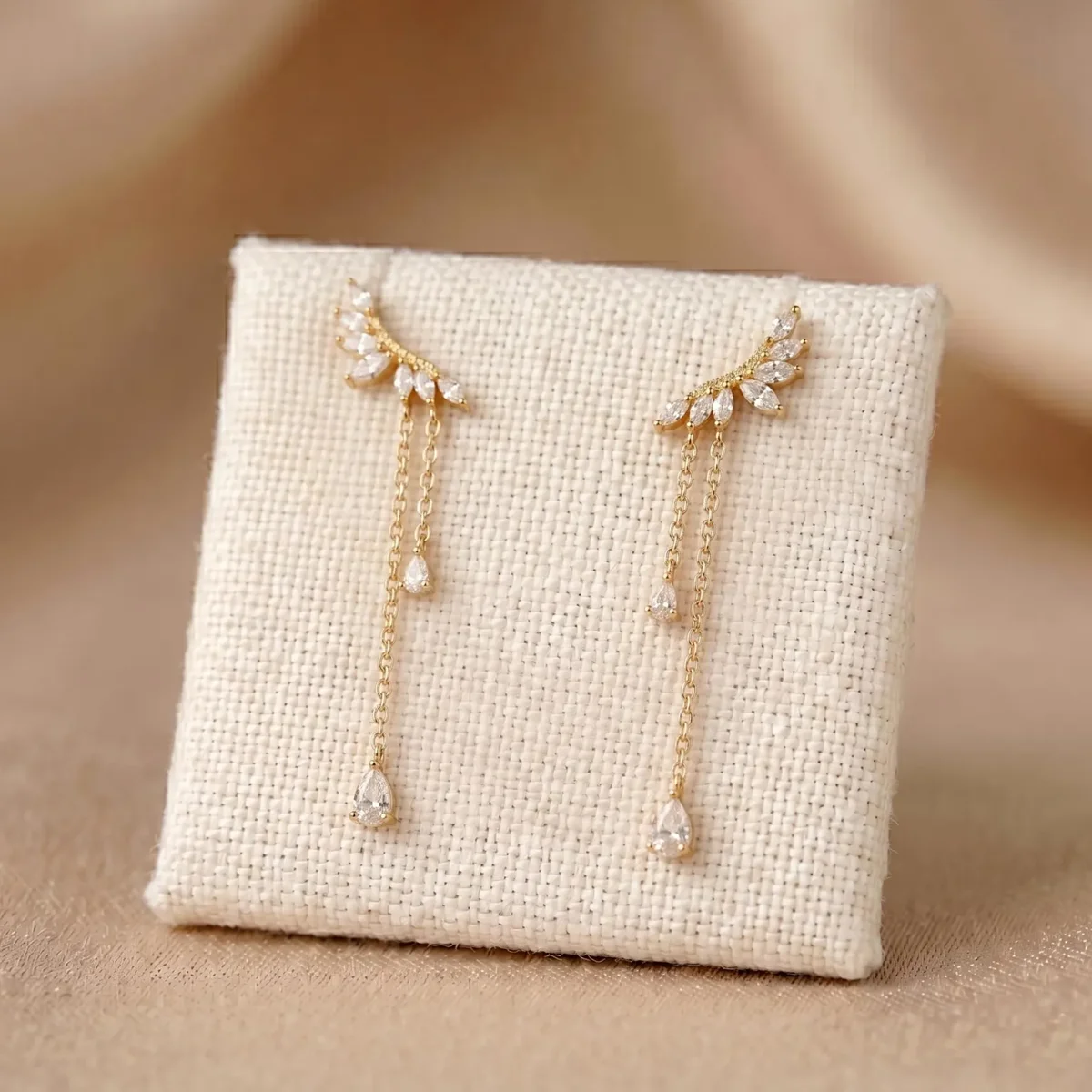 9K/14K/18K Yellow Gold Lab Created Diamond Earrings Marquise and Pear Cut Lab Diamond Earrings Tassel Earrings Fashion Jewelry