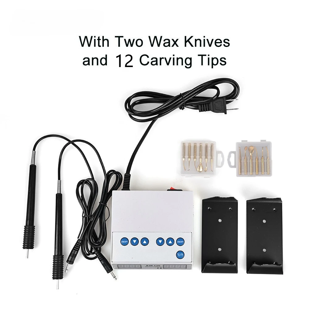 12 Tips Dental Lab Electric Wax Machine Waxer Carving Pen Pot Jewelry Welder Double Pen Heat Carving Knife Ultra-thin Tool Kit
