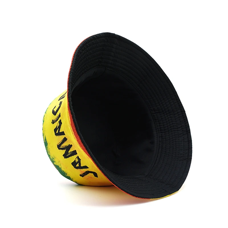 Bocca Jamaica Printing Bucket Hat Rasta Letter Pattern Red Yellow Green Fisherman Hats Location Design Panama Bob Cap Sunshade