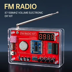DIY FM Radio Electronic Kit 87-108MHZ Adjustable IC RDA5807 with LED Digital Display DIY Soldering Kit 3W Speaker Dual Power