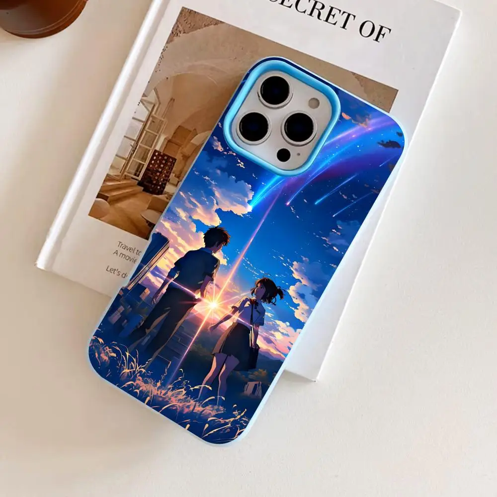 

Anime Your Name Phone Case for iPhone 17 16 15 14 13 12 11 Air Pro Max Plus Jelly Double layer Light Blue Cover