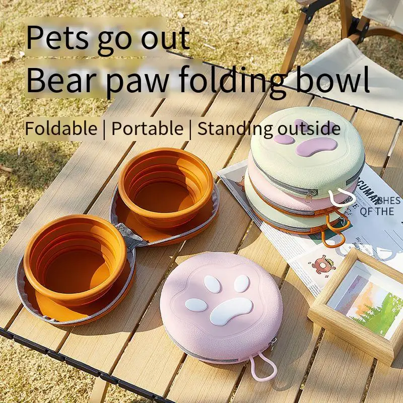 

Портативная складная миска для домашних животных — силиконовая складная тарелка для воды и еды для собак/кошек, дорожная кормушка без разлива для прогулок на открытом воздухе