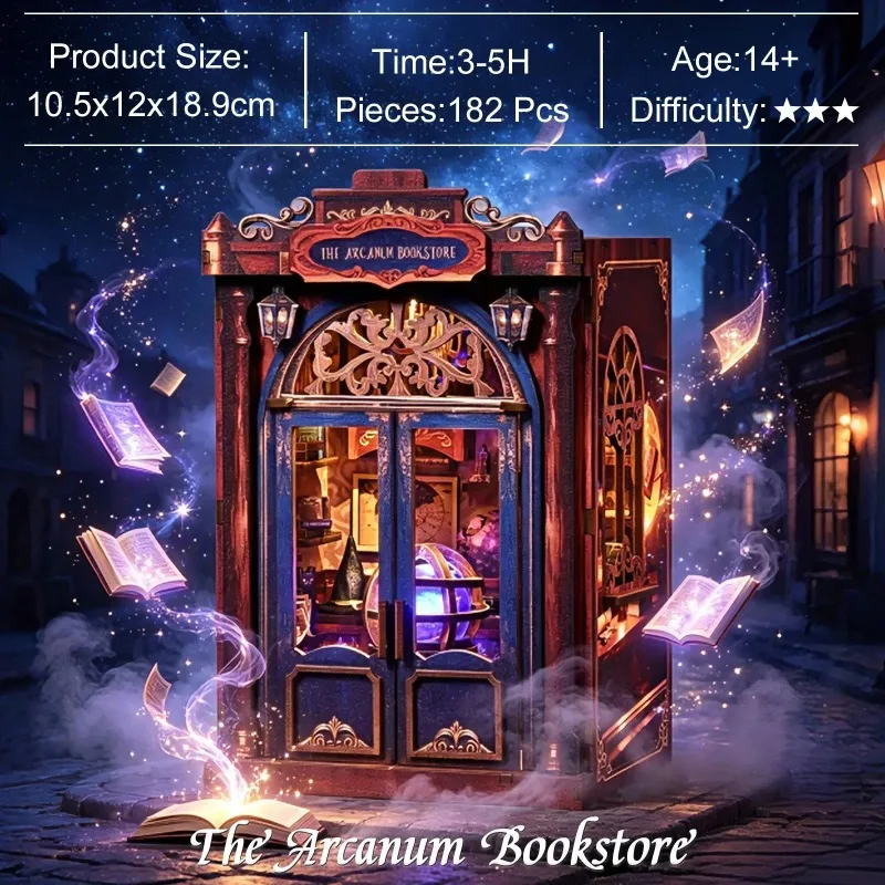 DIY Book Nook Shelf Insert Kit Mystery Bookstore Bookend Miniature Dollhouse 3D Puzzle Assembly Model for Adults Birthday Gifts