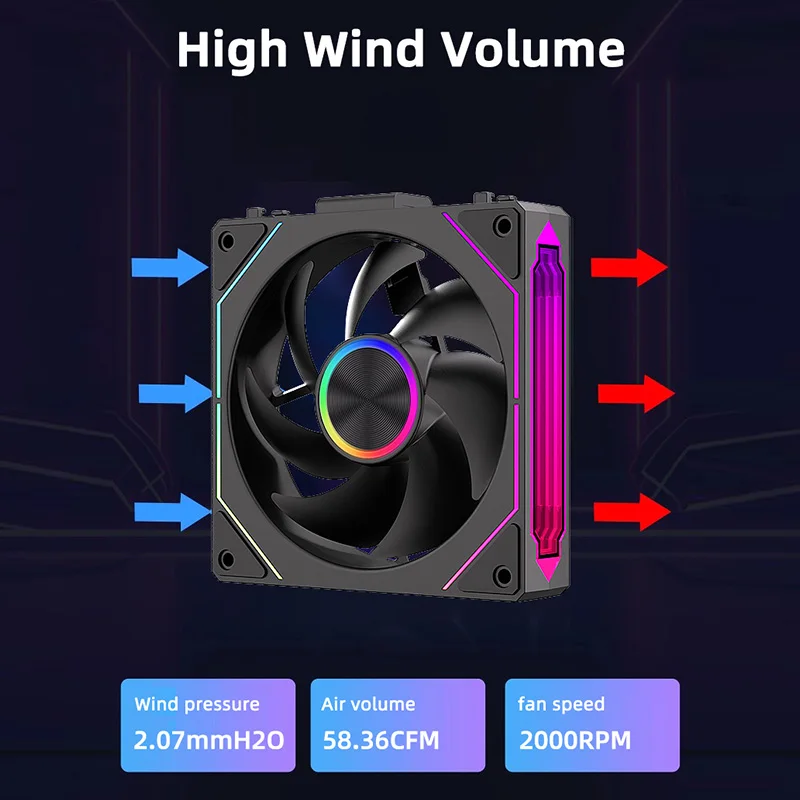 TEUCER DL-2 12CM CD textura ventilador de chasis mágico 5V 3PIN ARGB 12V 4PIN PWM doble cinturón de luz diseño de alto volumen de aire ventilador de refrigeración de PC