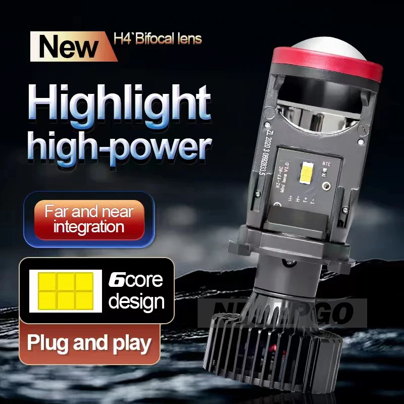 Y7D 120W H4 Headlights Car H4 LED Mini Projector Lens 6000K High Low Beam Turbo Fan Auto LED H4 Lamp LHD RHD 12V 24V