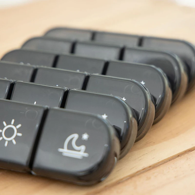 Weekly 21/3 Grids Pill Box Medicine Organizer Black Plastic Storage Box Container Portable Pill Case