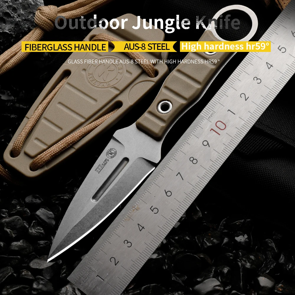 High hardness AUS-8 steel integrated sharp outdoor small straight knife wilderness survival knife high appearance small knife fr