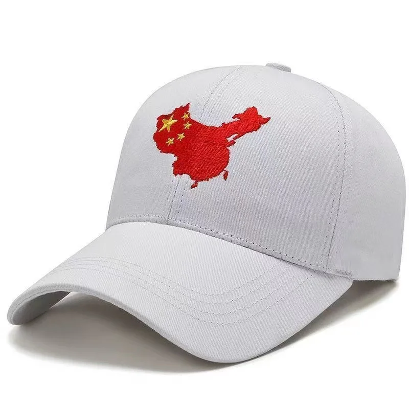 NEW Chinese Style 3D Red Star Embroidery Map Cap Black White  Baseball Hats for Men Women Outdoor Sun Visors Hat