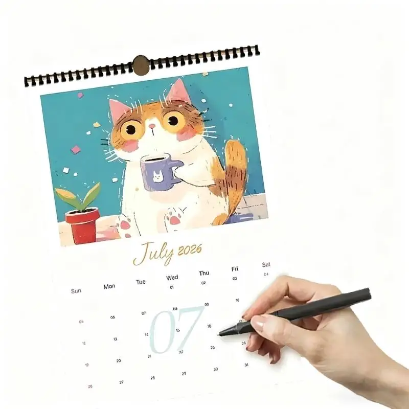 2026 تصميم معلق على الحائط تقويم فني مقاوم للتمزق وتاريخ واضح F19E