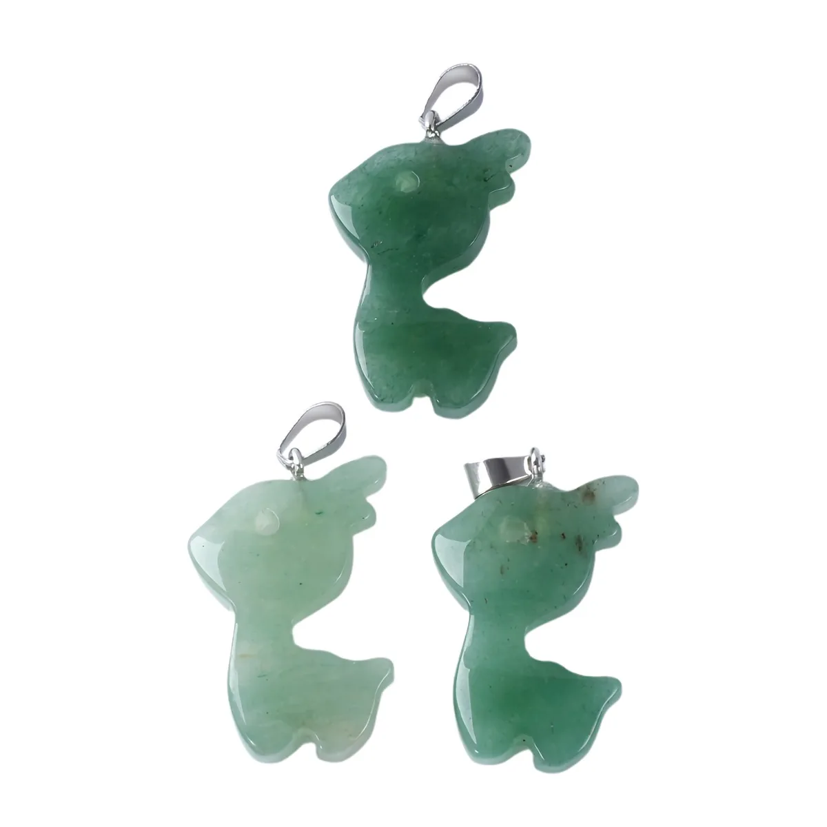

Hot Sales Green Aventurine 32MM Fawn & Deerlet Stone Pendant Necklace Gemstone Animal Deer Jewelry Healing Chakra