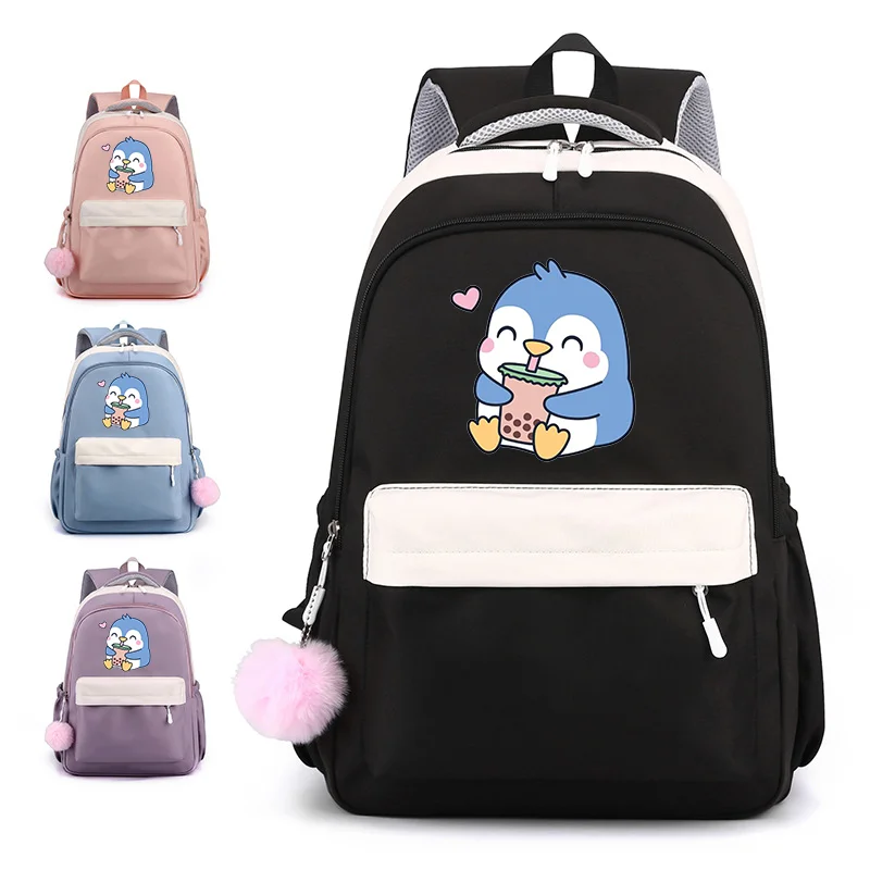 Novo padrão dos desenhos animados harajuku mochila bonito pinguim mochila de alta qualidade juventude lazer ao ar livre mochilas grande capacidade