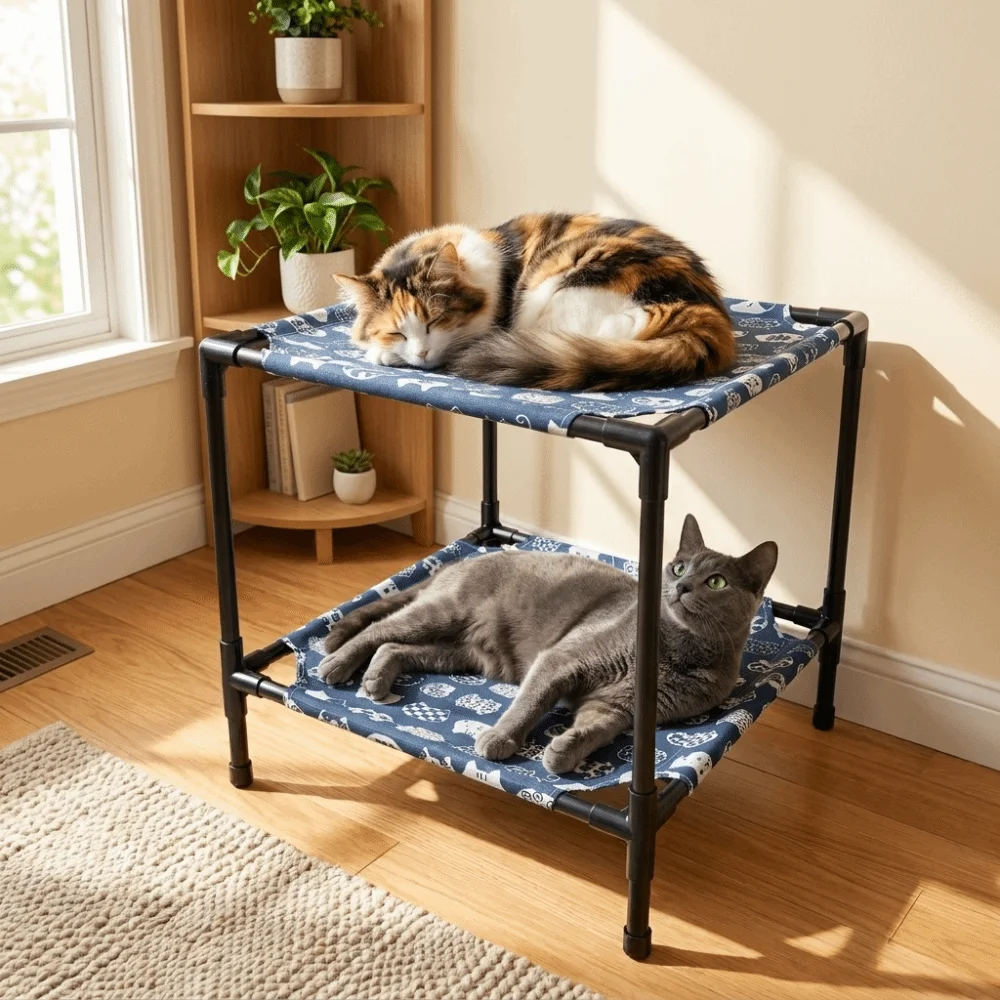 Universal Double Layer Elevated Pet Bed Removable Non-Slip Pet Camp Bed Breathable Moisture-Proof Pet Cool Nest Outdoor Camping